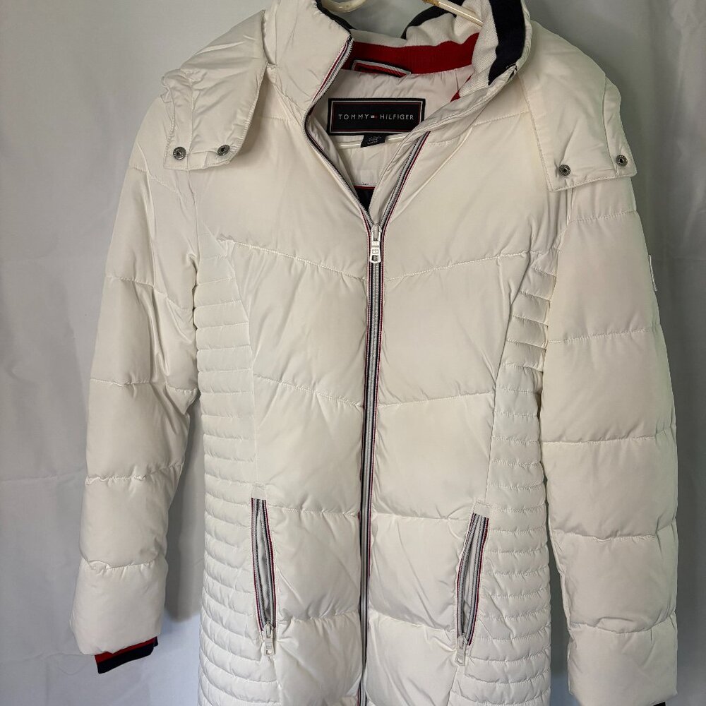 Tommy Hilfiger White Puff Jacket 100% Polyester-Size Small Women's